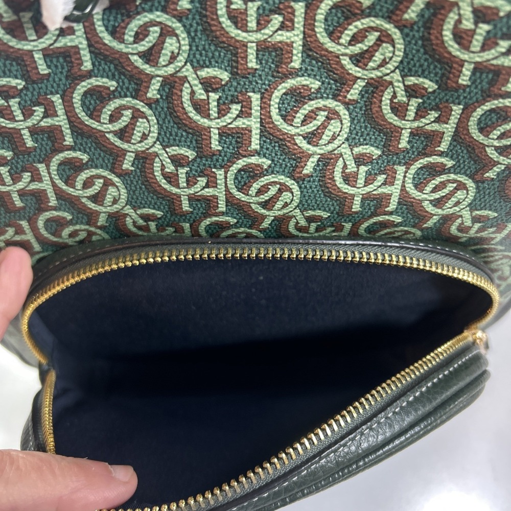 NWT Coach Court Backpack With Coach Monogram Print CF344 Black / Green - Picture 9 of 12